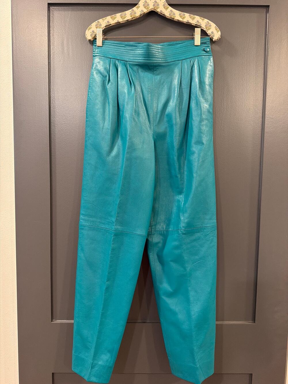 Suzelle turquoise/green Leather Pants Womens